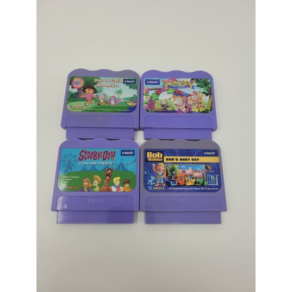 Lot of 4 VTech V.Smile Learning Game Cartridges Dora, Scooby-Doo, Bob the Builde - Picture 1 of 2